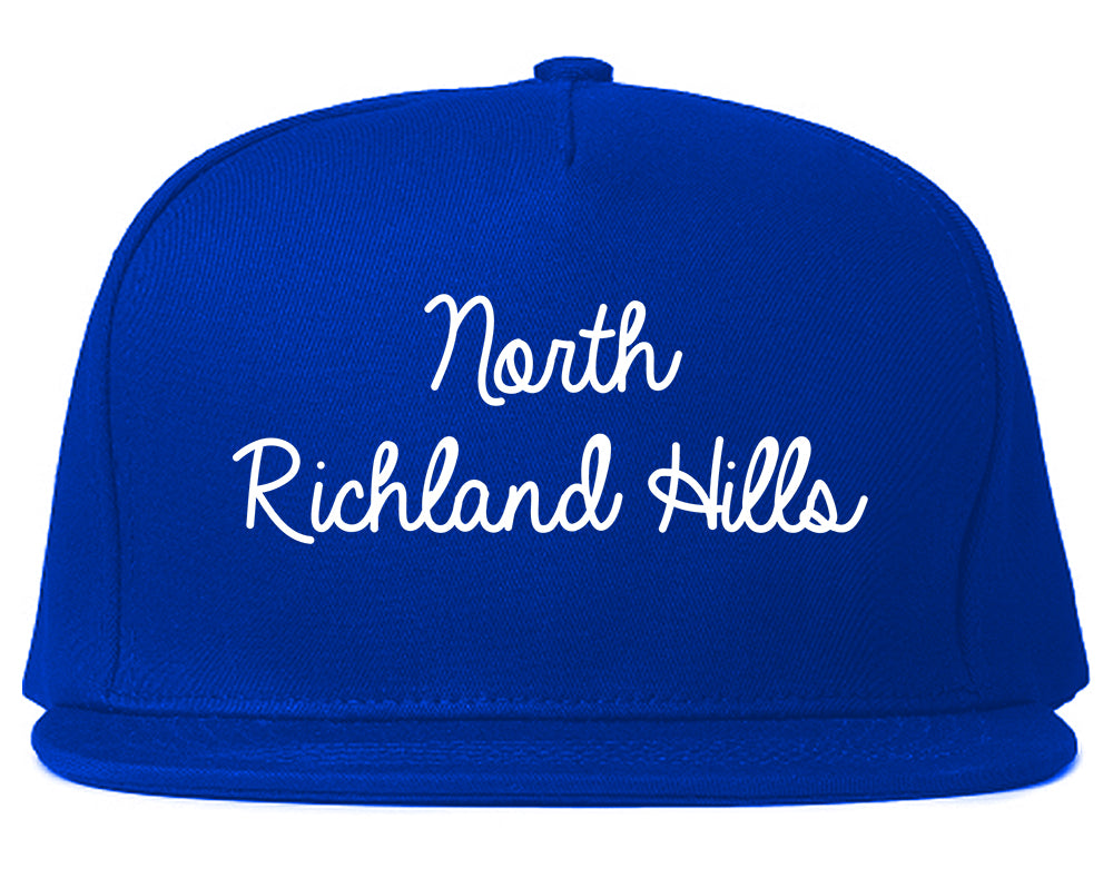 North Richland Hills Texas TX Script Mens Snapback Hat Royal Blue