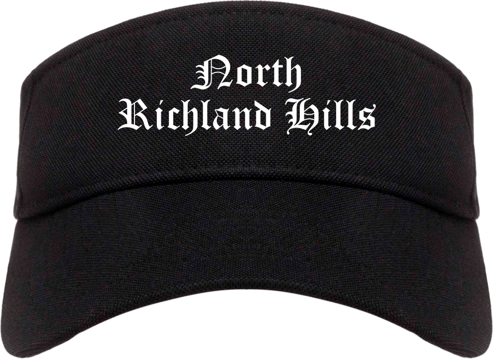 North Richland Hills Texas TX Old English Mens Visor Cap Hat Black