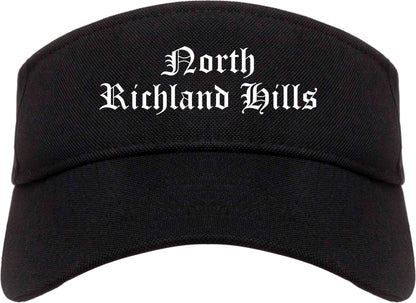 North Richland Hills Texas TX Old English Mens Visor Cap Hat Black
