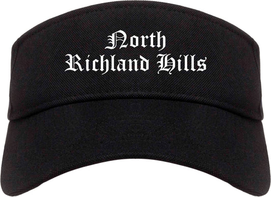North Richland Hills Texas TX Old English Mens Visor Cap Hat Black