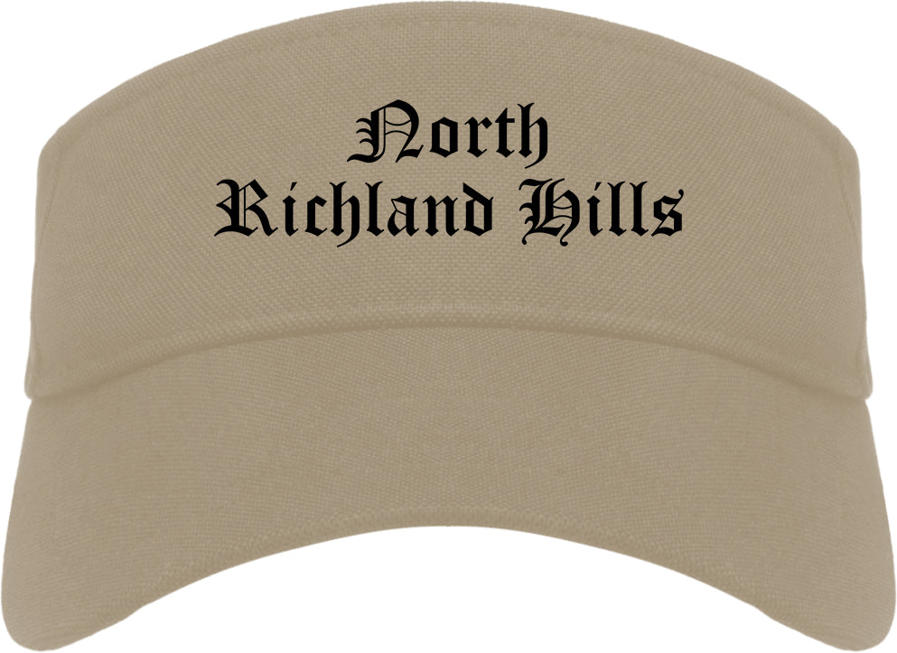 North Richland Hills Texas TX Old English Mens Visor Cap Hat Khaki