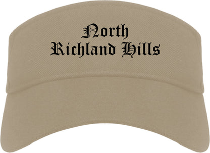 North Richland Hills Texas TX Old English Mens Visor Cap Hat Khaki
