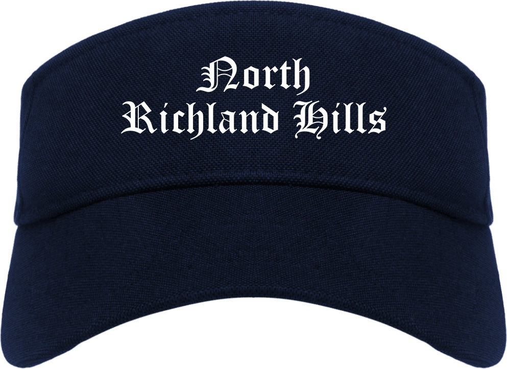 North Richland Hills Texas TX Old English Mens Visor Cap Hat Navy Blue