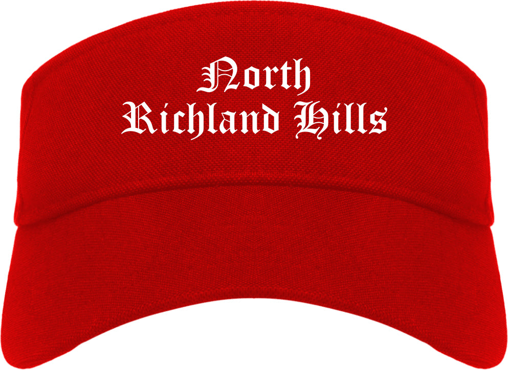 North Richland Hills Texas TX Old English Mens Visor Cap Hat Red