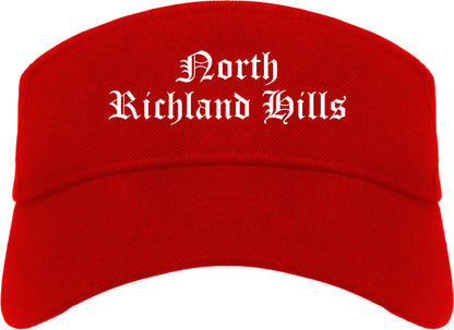North Richland Hills Texas TX Old English Mens Visor Cap Hat Red