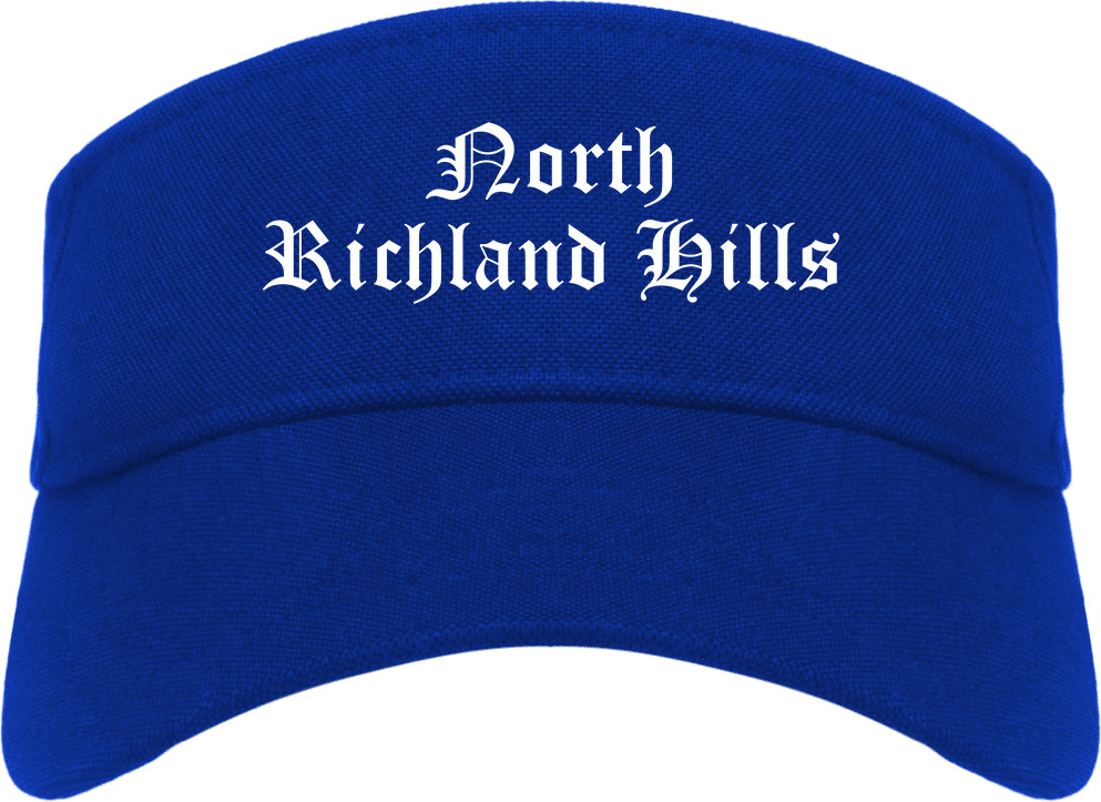 North Richland Hills Texas TX Old English Mens Visor Cap Hat Royal Blue