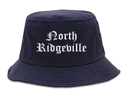North Ridgeville Ohio OH Old English Mens Bucket Hat Navy Blue