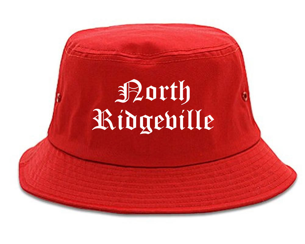 North Ridgeville Ohio OH Old English Mens Bucket Hat Red