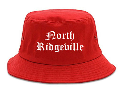 North Ridgeville Ohio OH Old English Mens Bucket Hat Red
