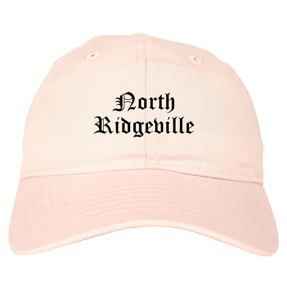 North Ridgeville Ohio OH Old English Mens Dad Hat Baseball Cap Pink