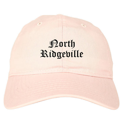 North Ridgeville Ohio OH Old English Mens Dad Hat Baseball Cap Pink