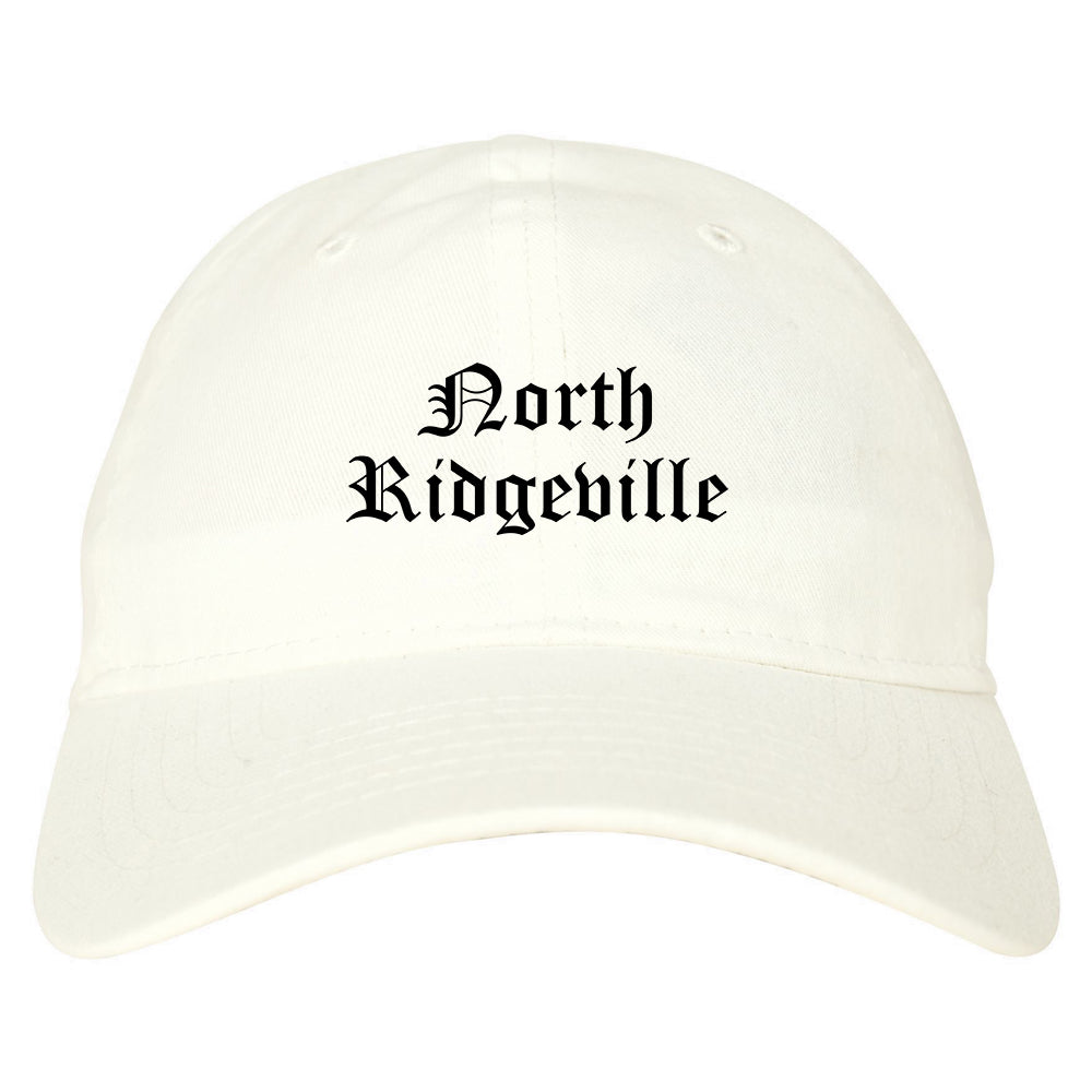North Ridgeville Ohio OH Old English Mens Dad Hat Baseball Cap White