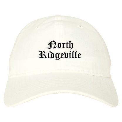 North Ridgeville Ohio OH Old English Mens Dad Hat Baseball Cap White