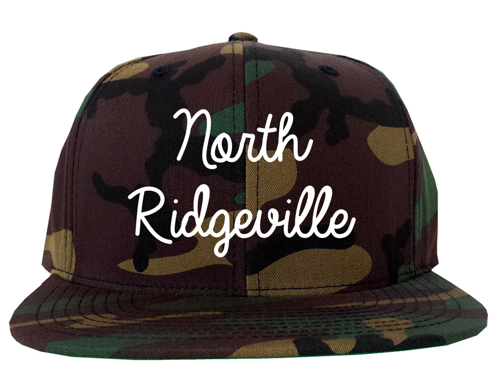 North Ridgeville Ohio OH Script Mens Snapback Hat Army Camo