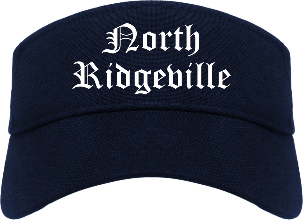 North Ridgeville Ohio OH Old English Mens Visor Cap Hat Navy Blue