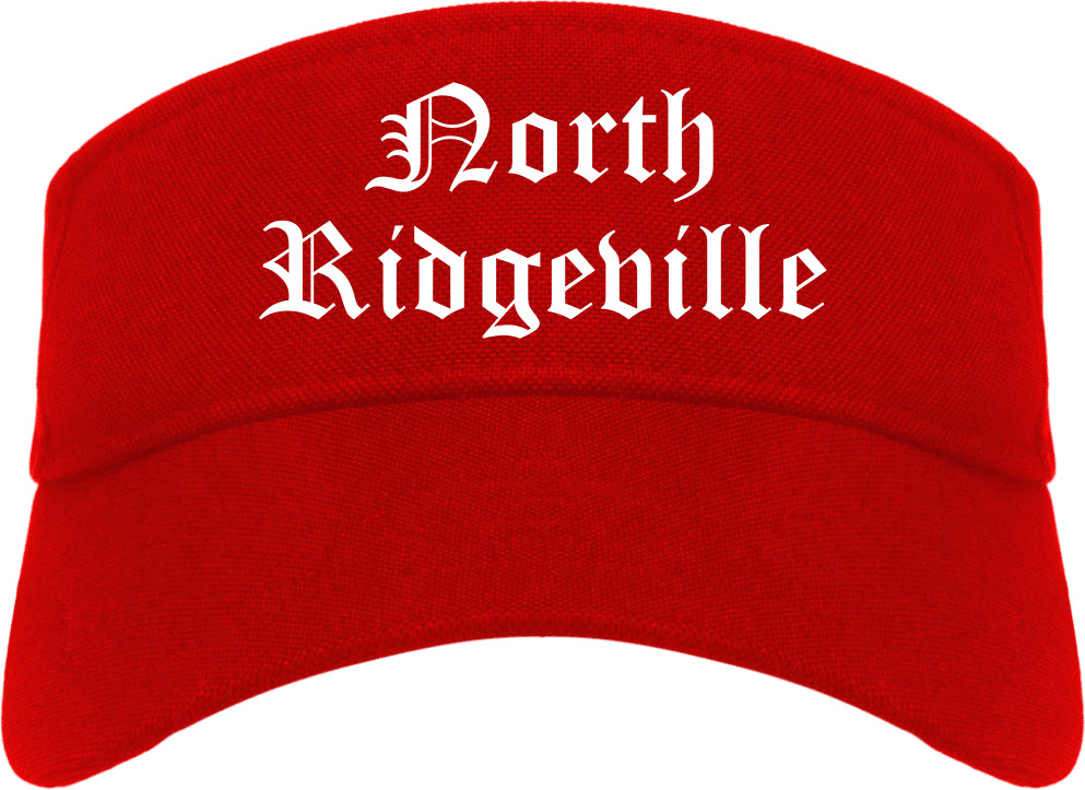 North Ridgeville Ohio OH Old English Mens Visor Cap Hat Red