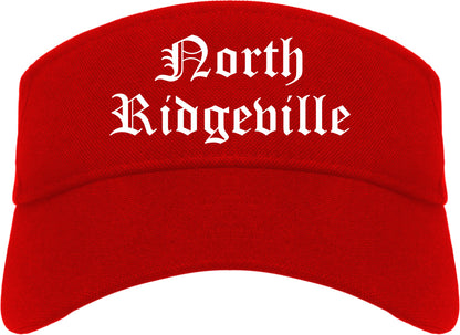 North Ridgeville Ohio OH Old English Mens Visor Cap Hat Red