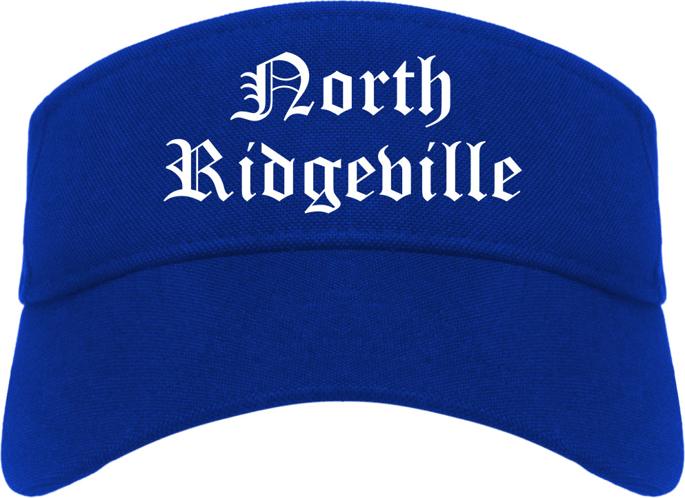 North Ridgeville Ohio OH Old English Mens Visor Cap Hat Royal Blue