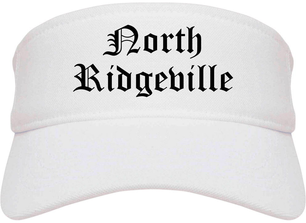 North Ridgeville Ohio OH Old English Mens Visor Cap Hat White