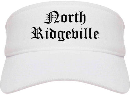 North Ridgeville Ohio OH Old English Mens Visor Cap Hat White