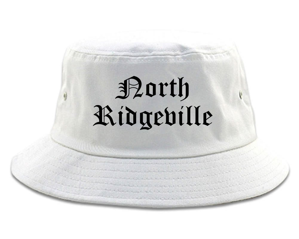North Ridgeville Ohio OH Old English Mens Bucket Hat White