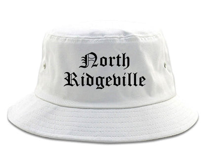North Ridgeville Ohio OH Old English Mens Bucket Hat White