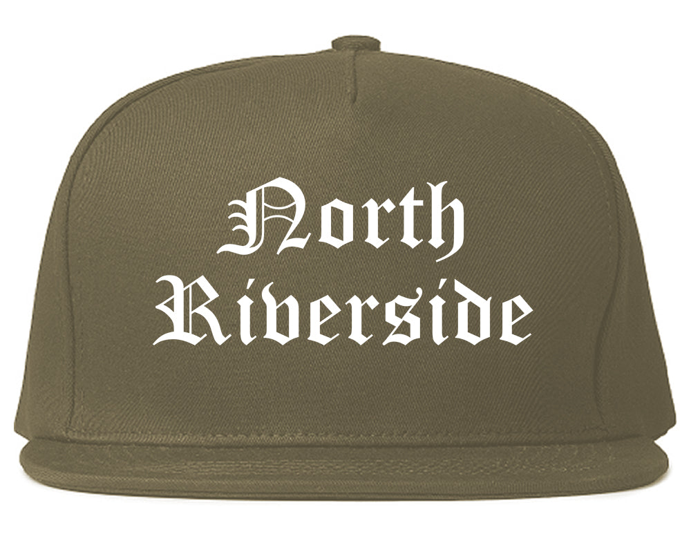 North Riverside Illinois IL Old English Mens Snapback Hat Grey