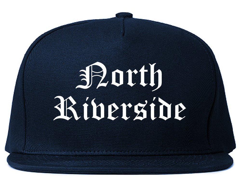 North Riverside Illinois IL Old English Mens Snapback Hat Navy Blue