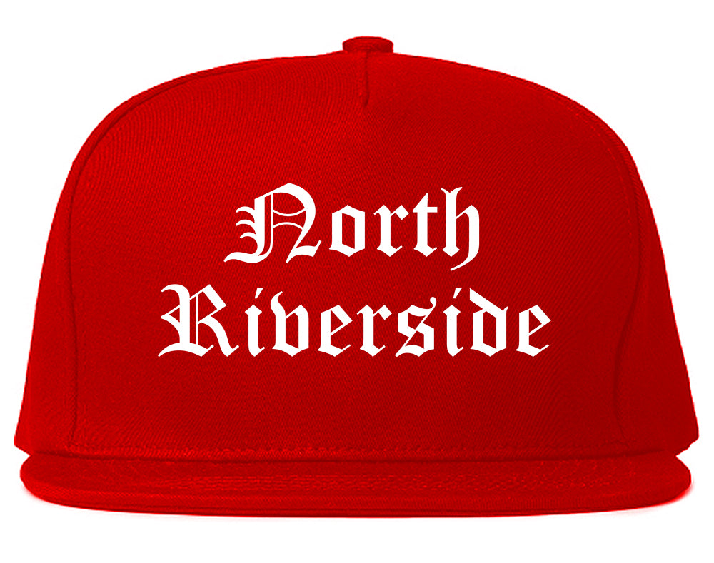 North Riverside Illinois IL Old English Mens Snapback Hat Red