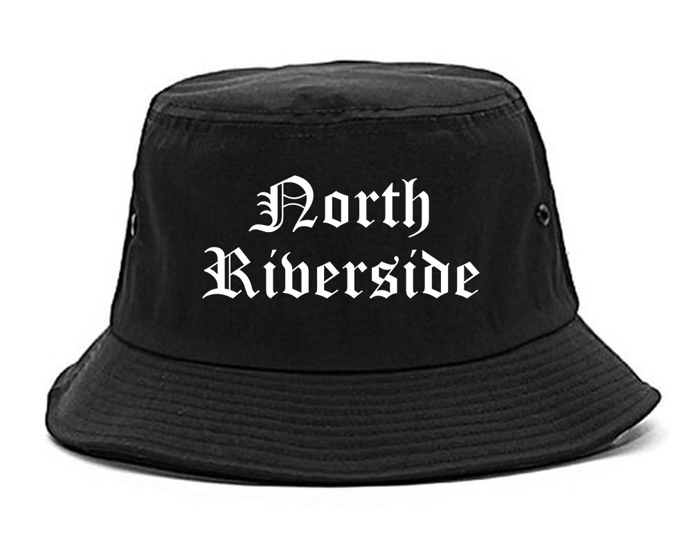 North Riverside Illinois IL Old English Mens Bucket Hat Black