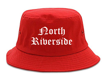North Riverside Illinois IL Old English Mens Bucket Hat Red