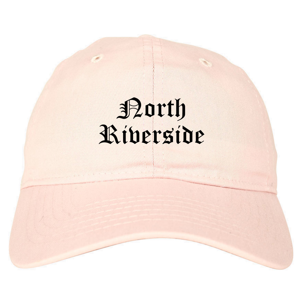 North Riverside Illinois IL Old English Mens Dad Hat Baseball Cap Pink