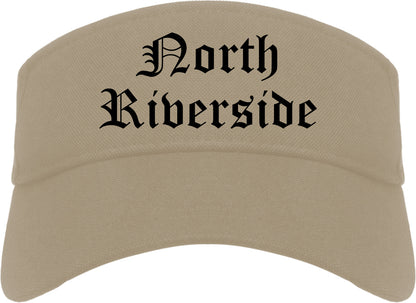 North Riverside Illinois IL Old English Mens Visor Cap Hat Khaki