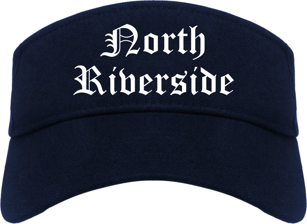 North Riverside Illinois IL Old English Mens Visor Cap Hat Navy Blue