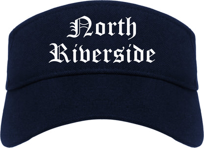 North Riverside Illinois IL Old English Mens Visor Cap Hat Navy Blue