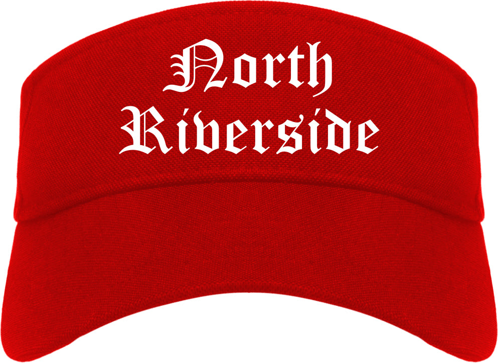North Riverside Illinois IL Old English Mens Visor Cap Hat Red