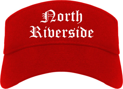 North Riverside Illinois IL Old English Mens Visor Cap Hat Red