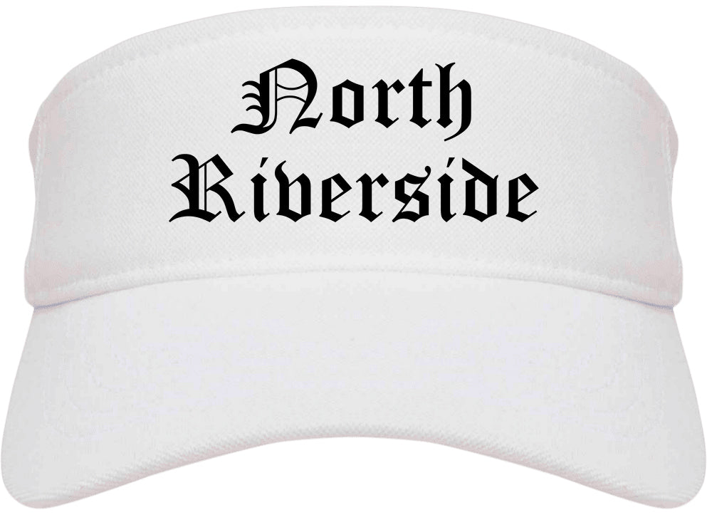 North Riverside Illinois IL Old English Mens Visor Cap Hat White