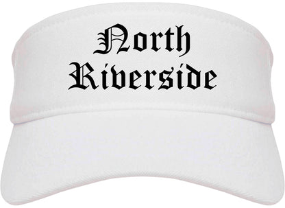 North Riverside Illinois IL Old English Mens Visor Cap Hat White