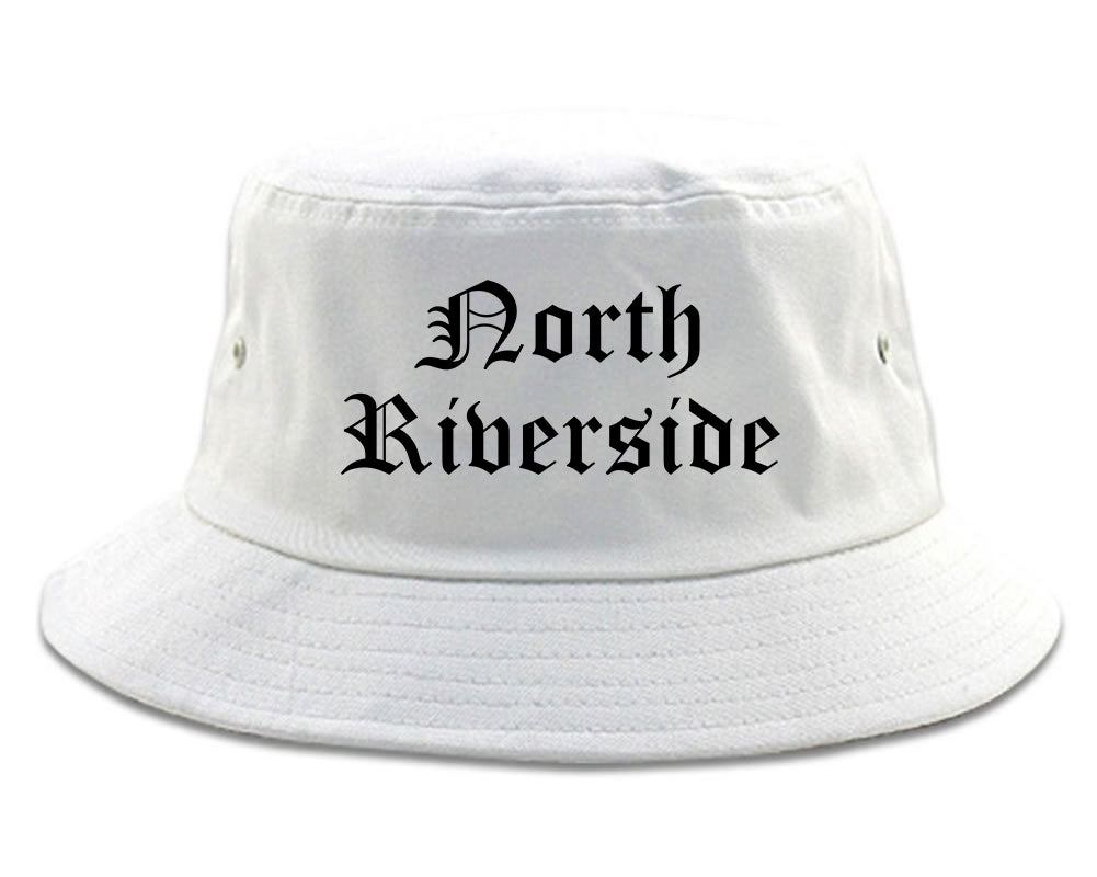 North Riverside Illinois IL Old English Mens Bucket Hat White