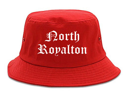 North Royalton Ohio OH Old English Mens Bucket Hat Red