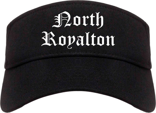 North Royalton Ohio OH Old English Mens Visor Cap Hat Black