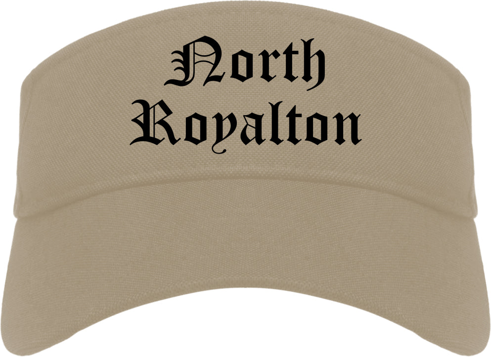 North Royalton Ohio OH Old English Mens Visor Cap Hat Khaki
