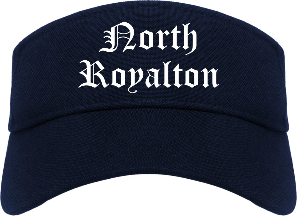 North Royalton Ohio OH Old English Mens Visor Cap Hat Navy Blue