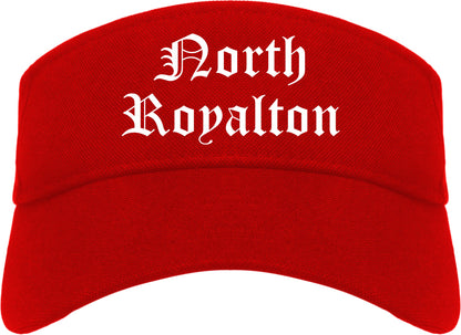 North Royalton Ohio OH Old English Mens Visor Cap Hat Red
