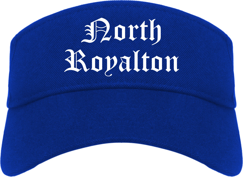 North Royalton Ohio OH Old English Mens Visor Cap Hat Royal Blue