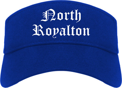 North Royalton Ohio OH Old English Mens Visor Cap Hat Royal Blue