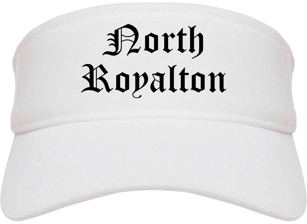 North Royalton Ohio OH Old English Mens Visor Cap Hat White