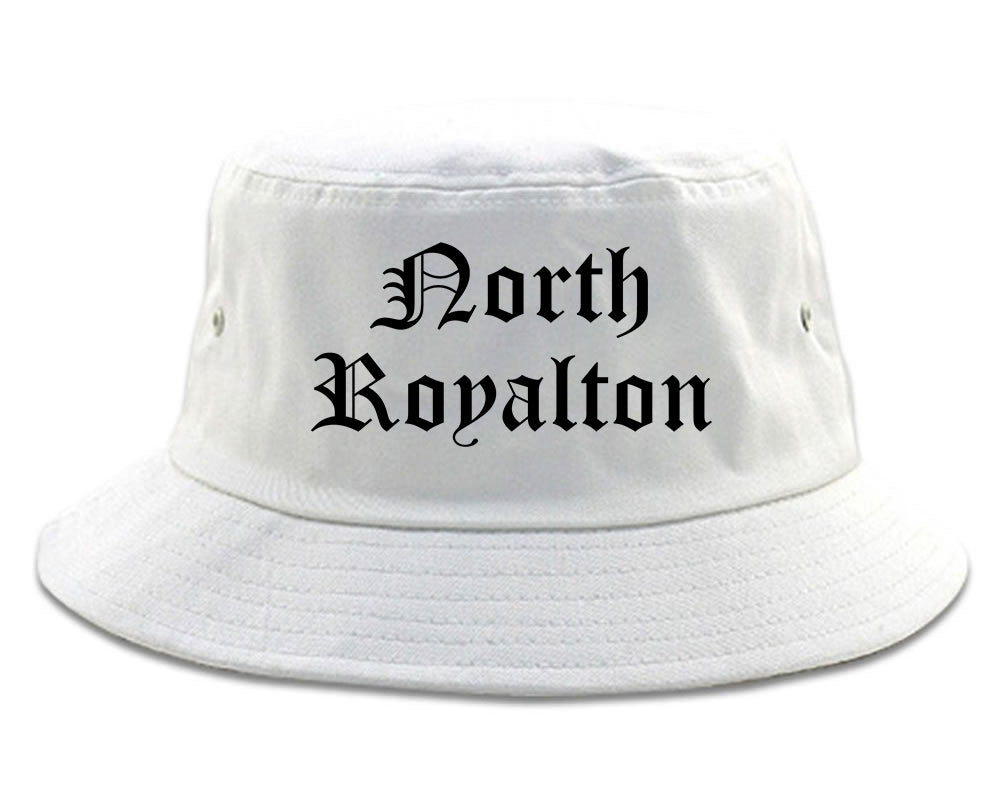 North Royalton Ohio OH Old English Mens Bucket Hat White