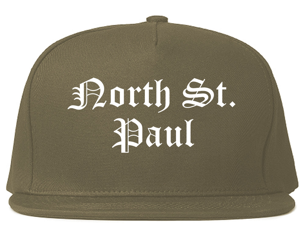 North St. Paul Minnesota MN Old English Mens Snapback Hat Grey